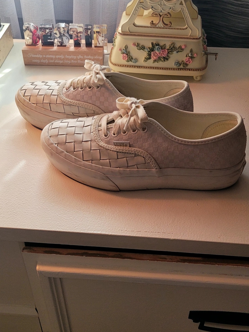 Vans Women’s Woven Lace-Up Sneakers - Cream White